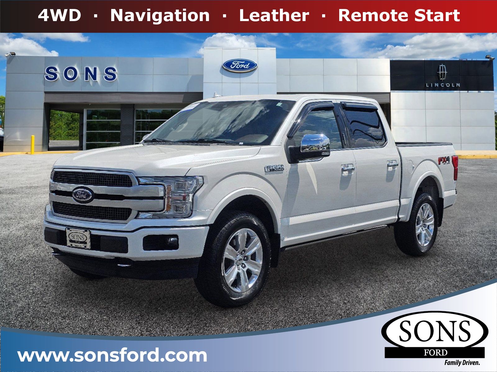 Used, 2019 Ford F-150 Platinum, White, P1605-1