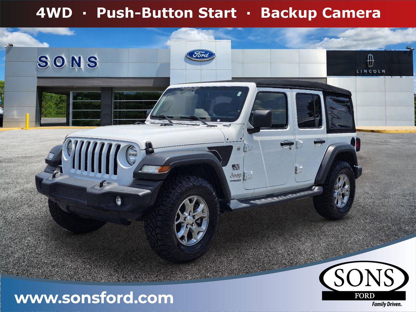 Used, 2020 Jeep Wrangler Unlimited Freedom Edition, White, P1596-1