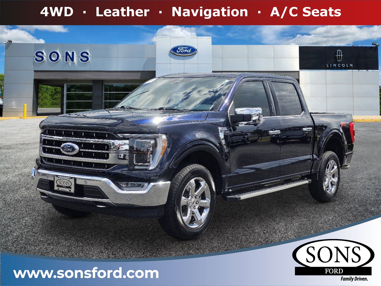 Used, 2022 Ford F-150 Lariat, Blue, P1604-1
