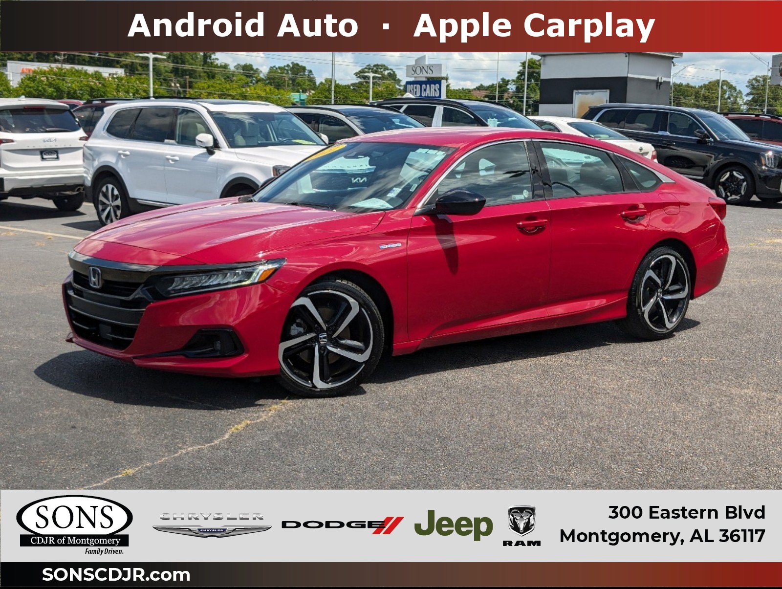 Used, 2022 Honda Accord Hybrid Sport, Red, PA1394-1