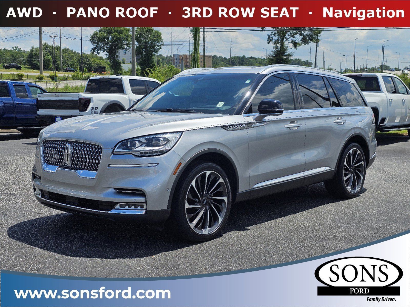 Used, 2022 Lincoln Aviator Reserve, Silver, P1600-2
