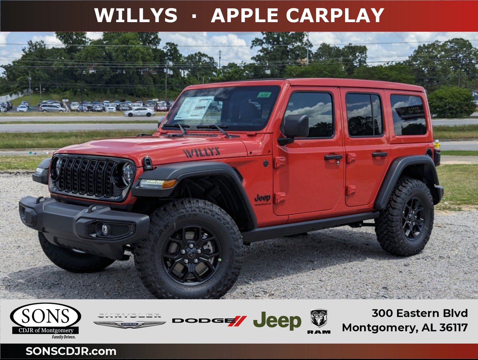 New, 2024 Jeep Wrangler Willys, Red, J4086-1