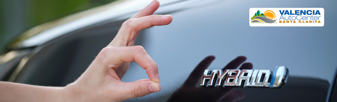 Hybrid car lineup at Valencia Auto Center showcasing fuel-efficient sedans and SUVs