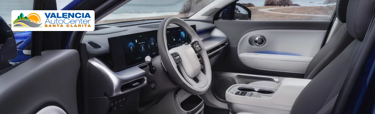 Hyundai Kona Electric interior featuring digital display and modern EV controls