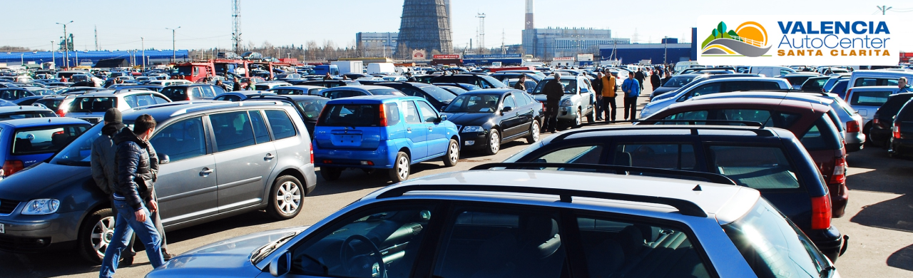 Row of new and used SUVs on display at Valencia Auto Center in Santa Clarita