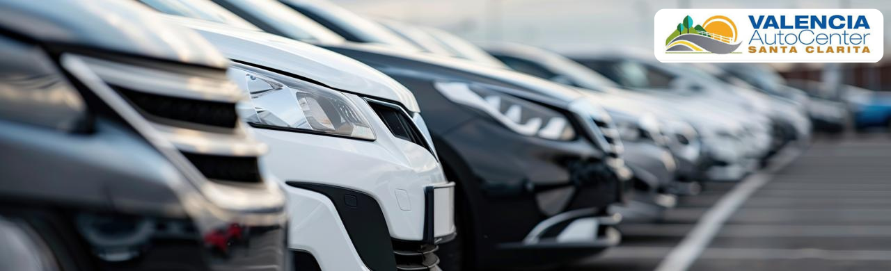 Family standing next to newly purchased pre-owned SUV in Valencia CA