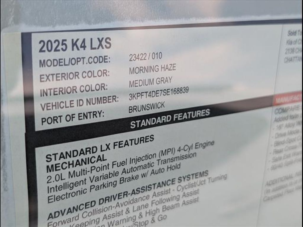 2025 Kia K4 LX FWD, K168990, Photo 1